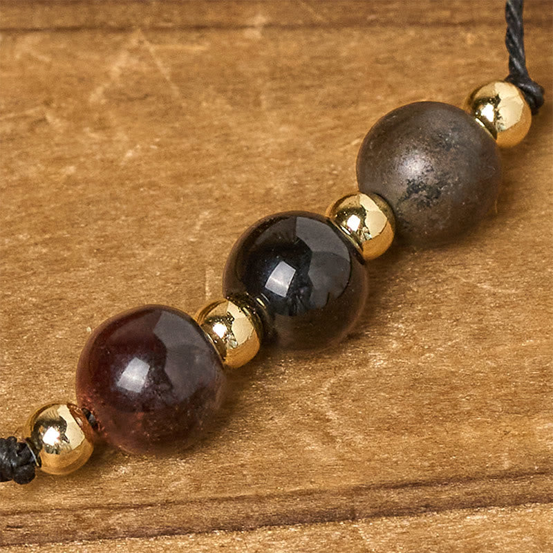 Tiger's Eye Tourmaline Pyrite Rope Bracelet