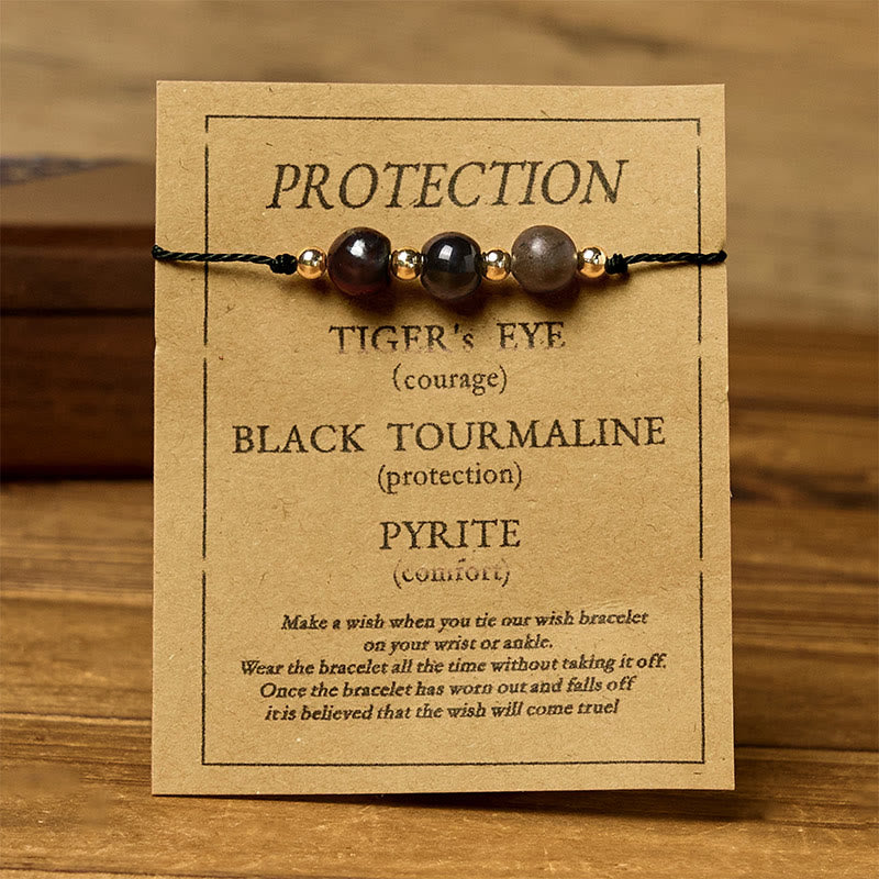 Tiger's Eye Tourmaline Pyrite Rope Bracelet