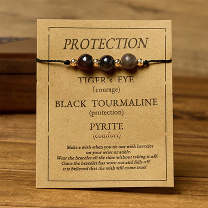 Tiger's Eye Tourmaline Pyrite Rope Bracelet