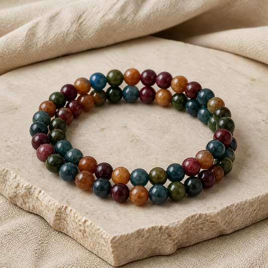 Multicolor Gemstone Double-Wrap Bracelet