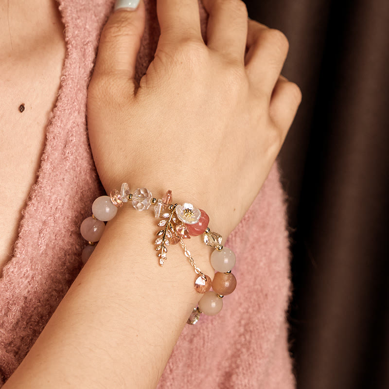 Sunstone Round Bead Bracelet