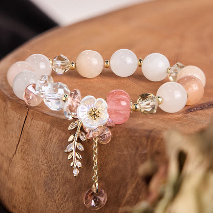 Sunstone Round Bead Bracelet