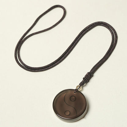 Black Obsidian Nine-Character Mantra Necklace