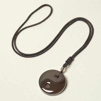Black Obsidian Nine-Character Mantra Necklace