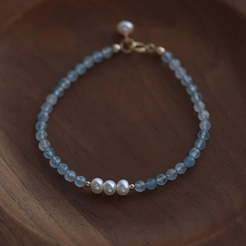Aquamarine Pearl 4mm Bead Bracelet