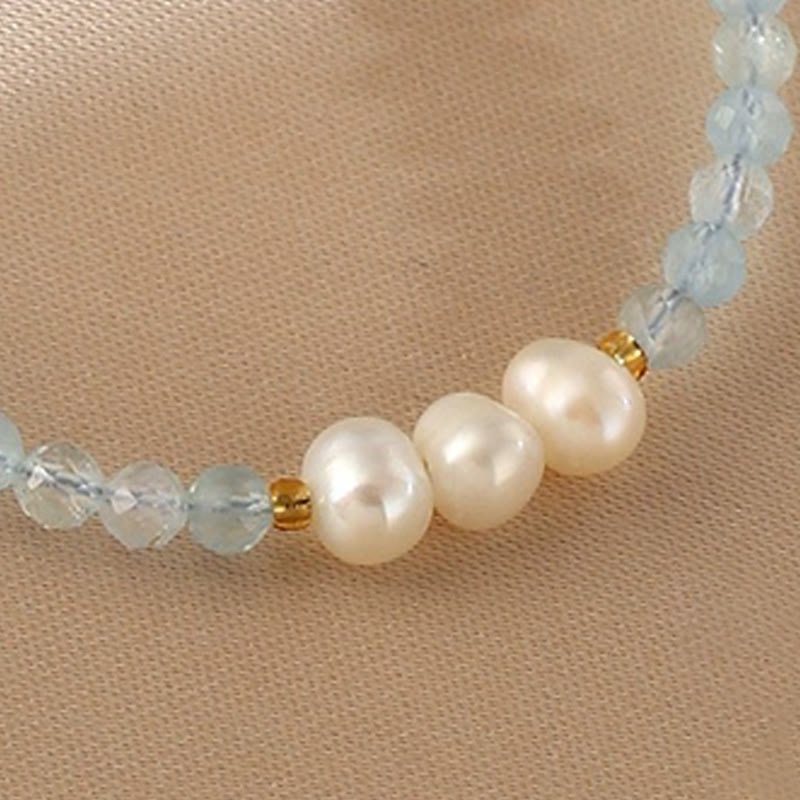 Aquamarine Pearl 4mm Bead Bracelet