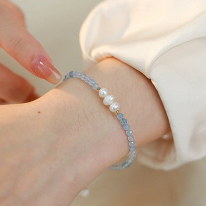 Aquamarine Pearl 4mm Bead Bracelet