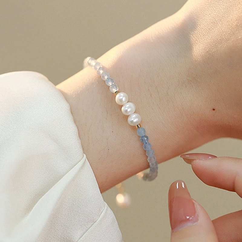 Aquamarine Pearl 4mm Bead Bracelet