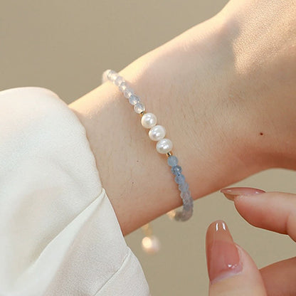 Aquamarine Pearl 4mm Bead Bracelet