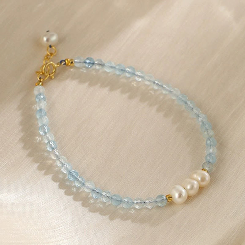Aquamarine Pearl 4mm Bead Bracelet