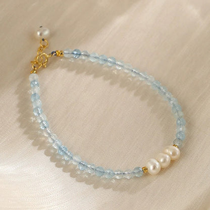 Aquamarine Pearl 4mm Bead Bracelet