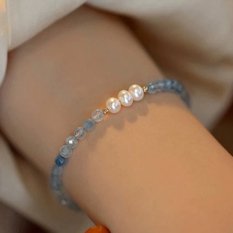 Aquamarine Pearl 4mm Bead Bracelet