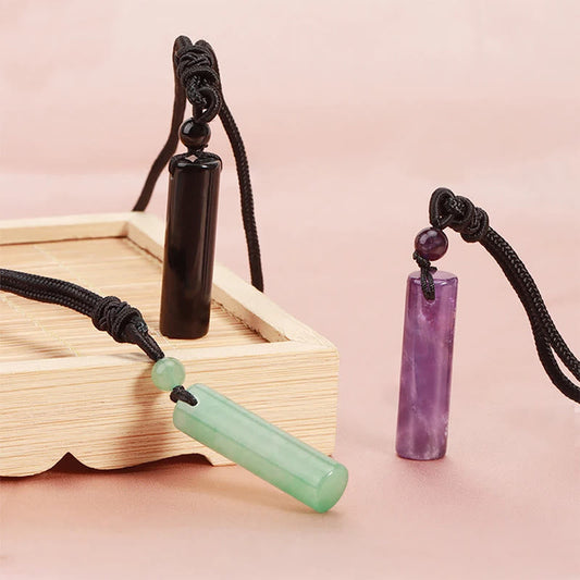 Rose Quartz Green Aventurine Amethyst Cylinder Necklace by Worn Within