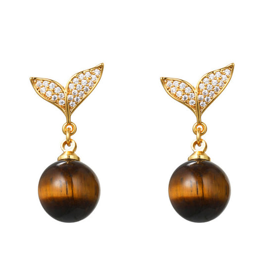 Tiger's Eye Fishtail Drop Earrings