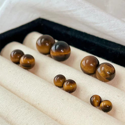 Tiger's Eye Round Stud Earrings