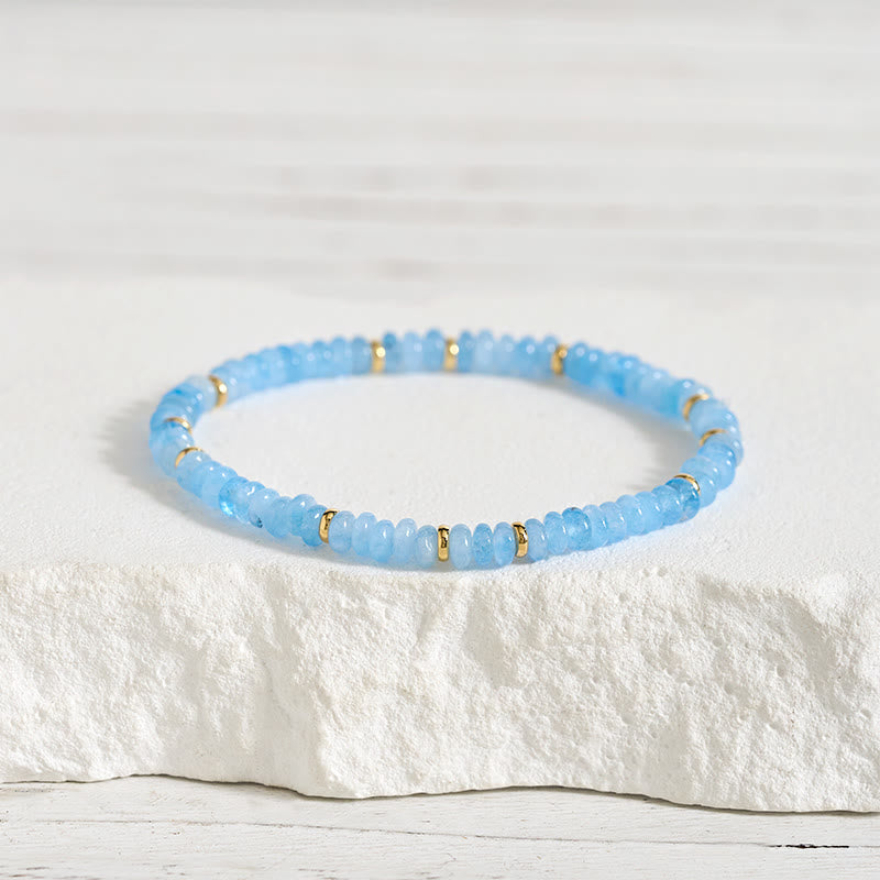 Aquamarine Pearl 4mm Bead Bracelet by Worn Within