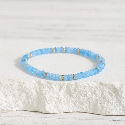 Aquamarine Pearl 4mm Bead Bracelet by Worn Within