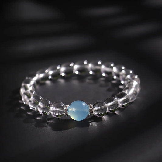 8–12mm Clear Quartz Aquamarine Bracelet by Worn Within