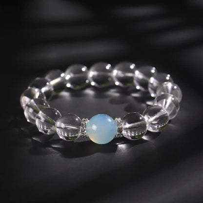 8–12mm Armband aus klarem Quarz und Aquamarin