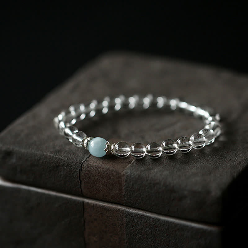 14–15cm Clear Quartz Aquamarine Bracelet by Worn Within