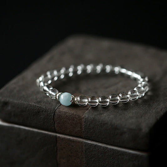 14–15cm Clear Quartz Aquamarine Bracelet by Worn Within