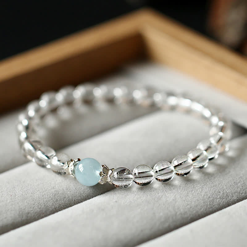14–15cm Clear Quartz Aquamarine Bracelet