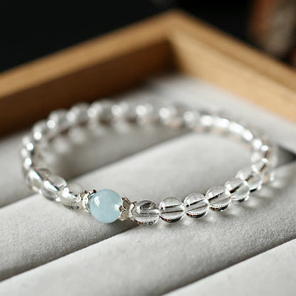 14–15cm Clear Quartz Aquamarine Bracelet