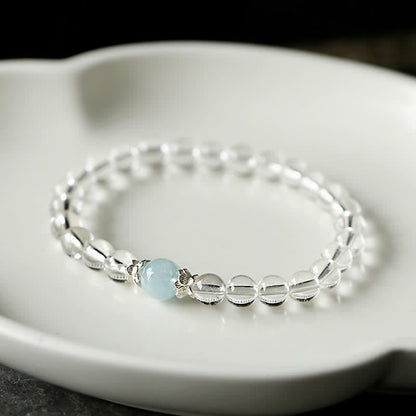 14–15cm Clear Quartz Aquamarine Bracelet