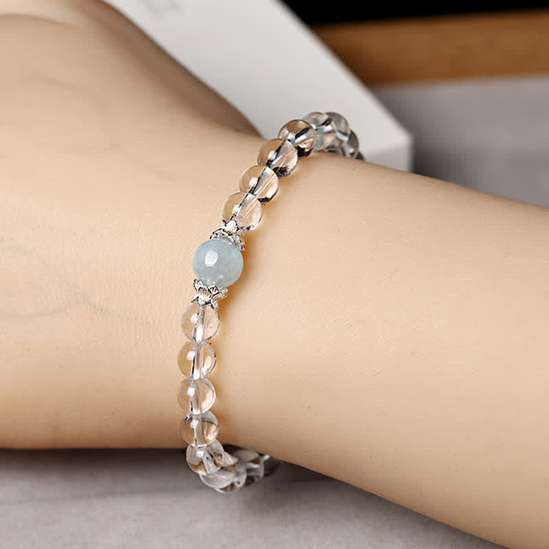 14–15cm Clear Quartz Aquamarine Bracelet