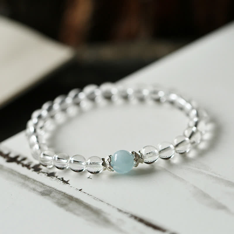 14–15cm Clear Quartz Aquamarine Bracelet