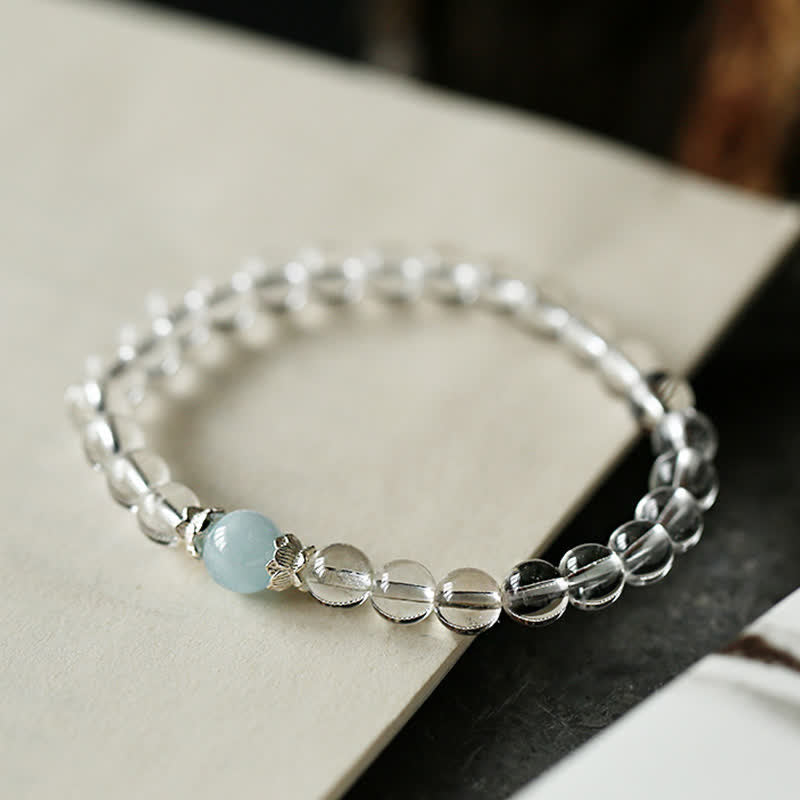 14–15cm Clear Quartz Aquamarine Bracelet