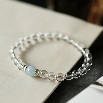 14–15cm Clear Quartz Aquamarine Bracelet