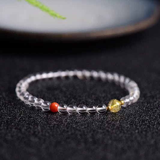 Clear Quartz Round Bead Bracelet by Worn Within