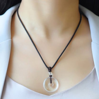 Clear Quartz Peace Buckle Rope Necklace