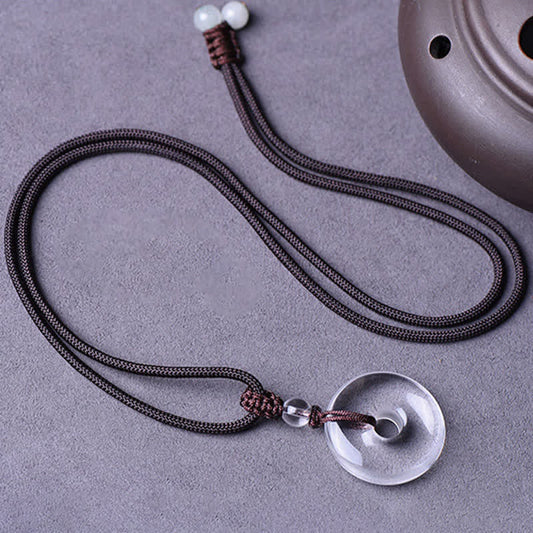 Clear Quartz Peace Buckle Rope Necklace