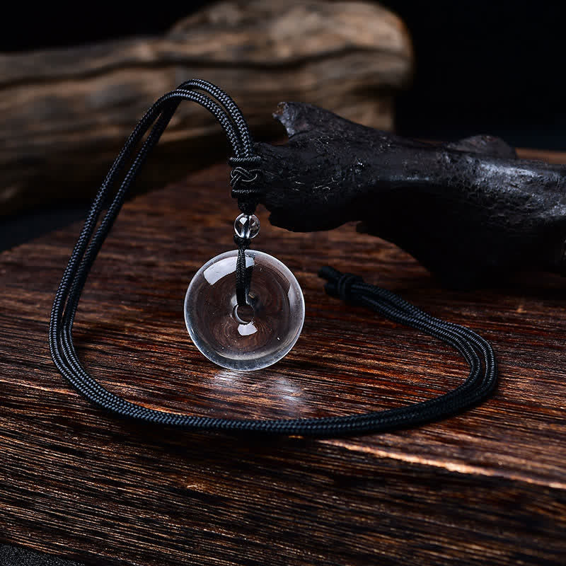 Clear Quartz Peace Buckle Rope Necklace by Worn Within