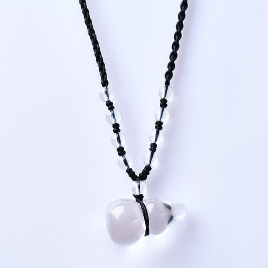 Clear Quartz Gourd Beads Rope Necklace
