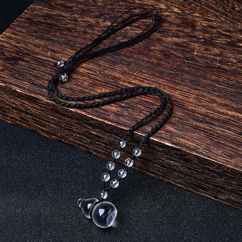 Clear Quartz Gourd Beads Rope Necklace by Worn Within