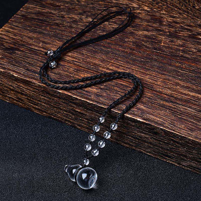 Clear Quartz Gourd Beads Rope Necklace by Worn Within