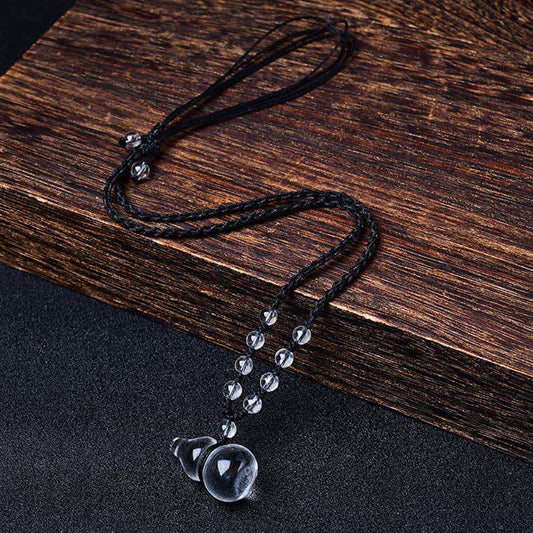 Clear Quartz Gourd Beads Rope Necklace by Worn Within