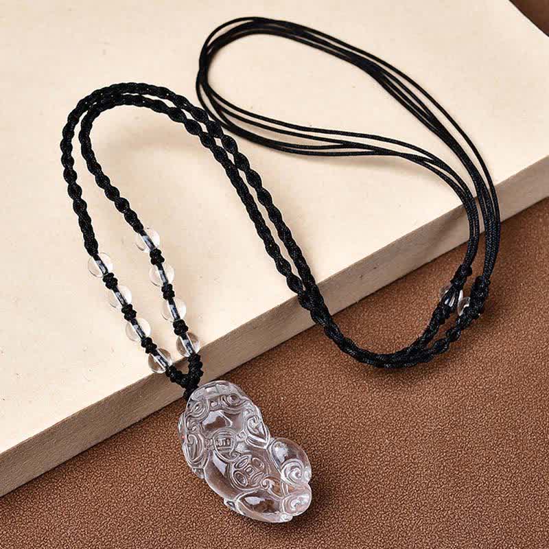Clear Quartz Pixiu Beads Rope Necklace by Worn Within