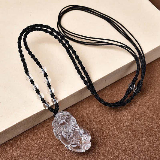 Clear Quartz Pixiu Beads Rope Necklace by Worn Within