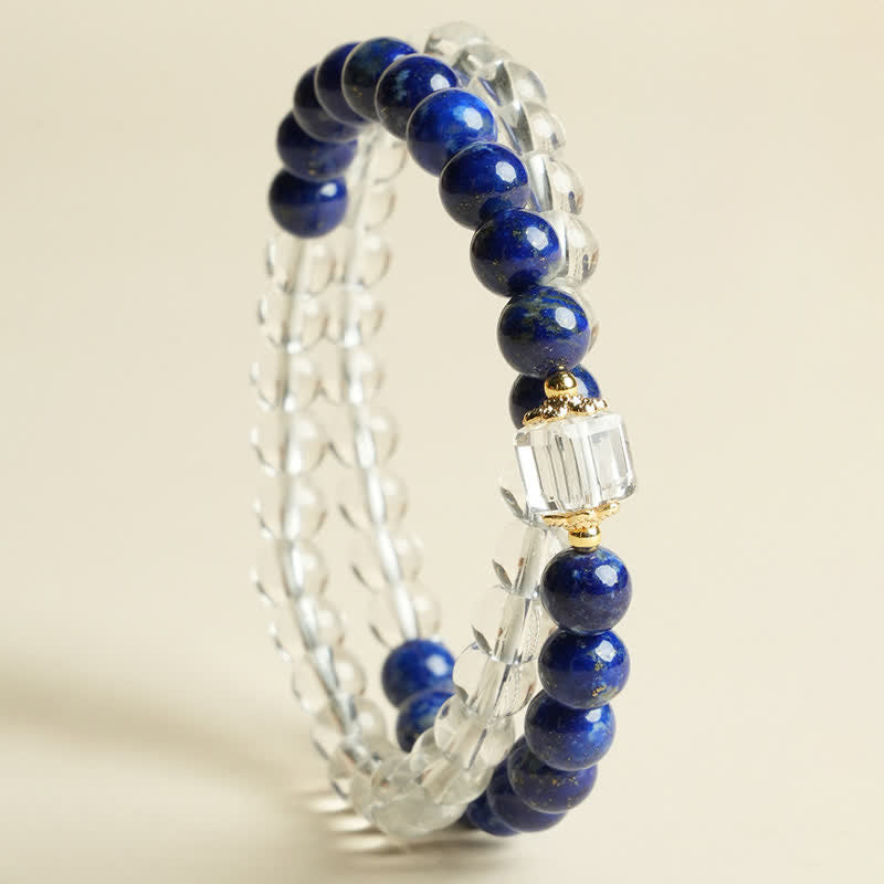 Lapislazuli-Klarquarz-Perlenarmband