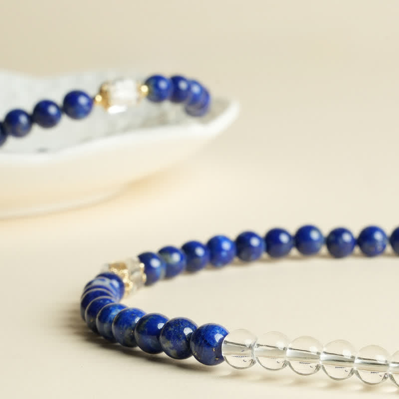 Lapislazuli-Klarquarz-Perlenarmband