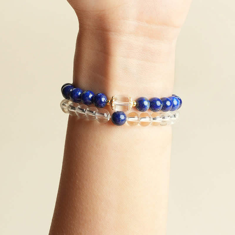 Lapislazuli-Klarquarz-Perlenarmband
