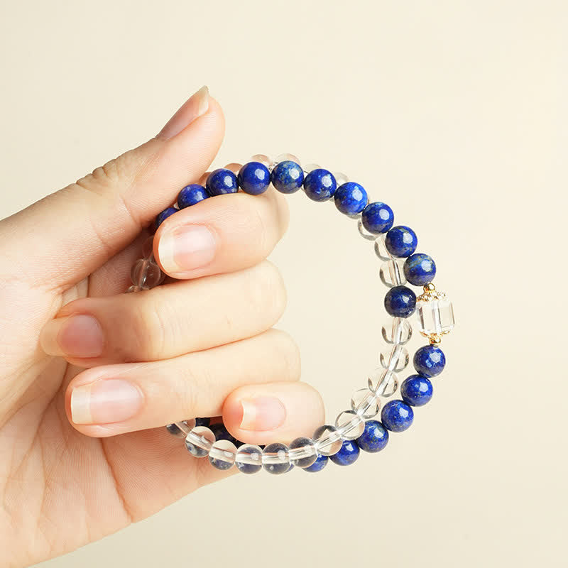 Lapislazuli-Klarquarz-Perlenarmband