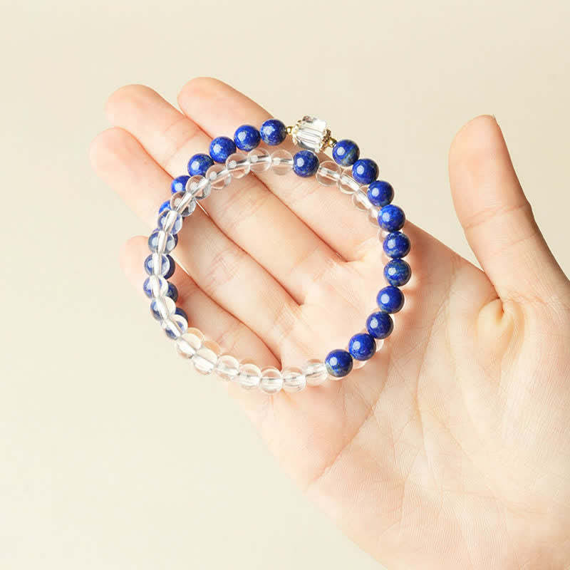 Lapislazuli-Klarquarz-Perlenarmband