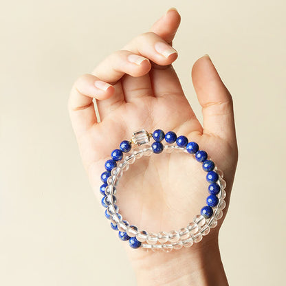 Lapislazuli-Klarquarz-Perlenarmband