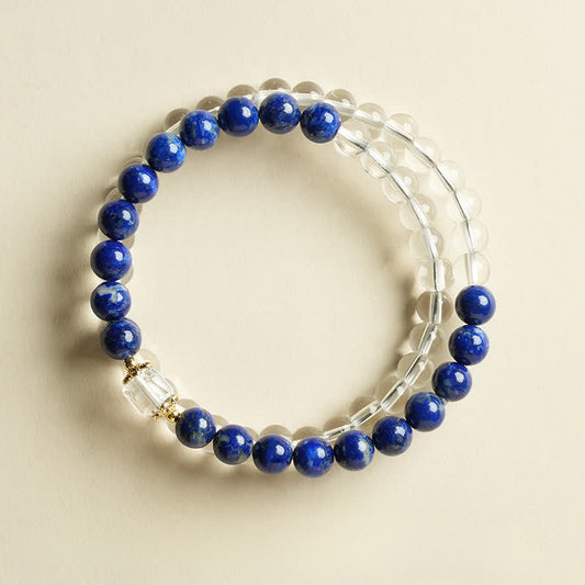 Lapis Lazuli Clear Quartz Beaded Bracelet by Worn Within