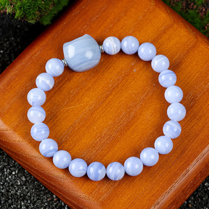 Blue Lace Agate Cat Bracelet by Worn Within